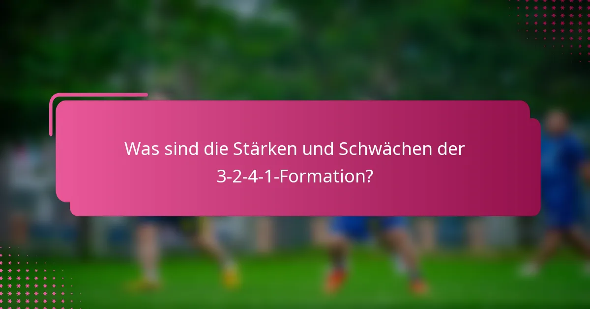 Was sind die Stärken und Schwächen der 3-2-4-1-Formation?