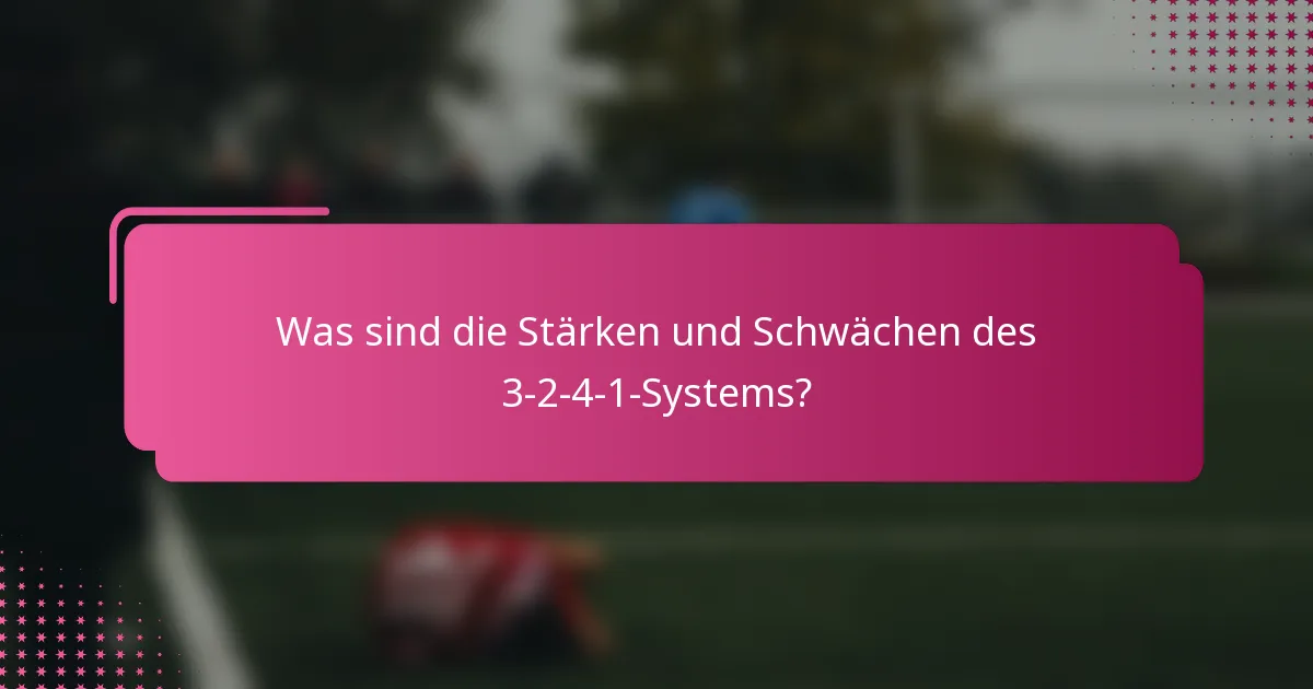 Was sind die Stärken und Schwächen des 3-2-4-1-Systems?