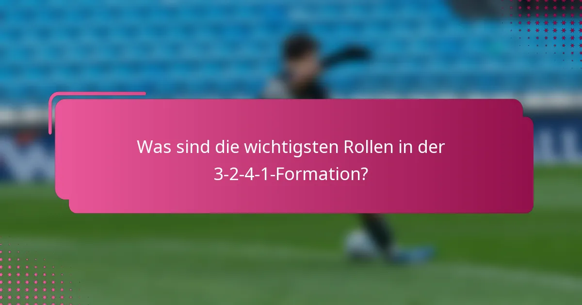 Was sind die wichtigsten Rollen in der 3-2-4-1-Formation?