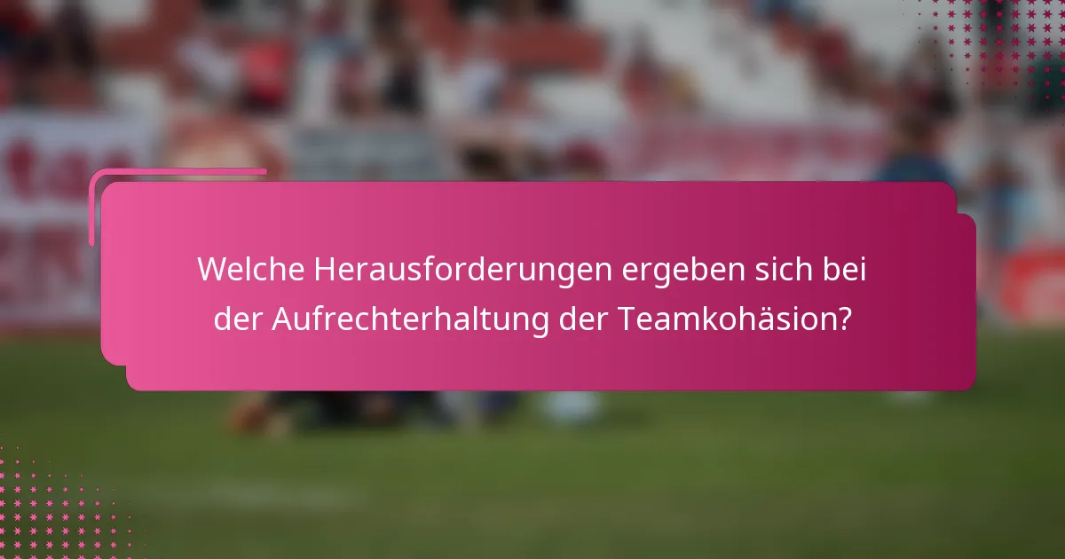 Welche Herausforderungen ergeben sich bei der Aufrechterhaltung der Teamkohäsion?