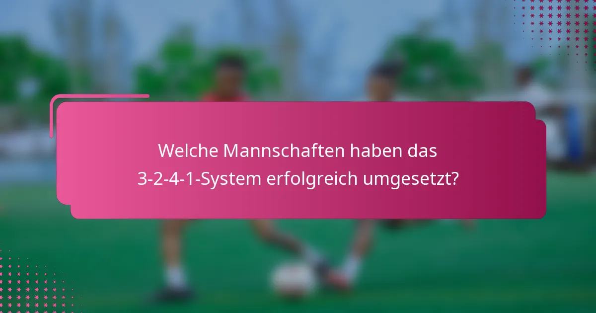Welche Mannschaften haben das 3-2-4-1-System erfolgreich umgesetzt?