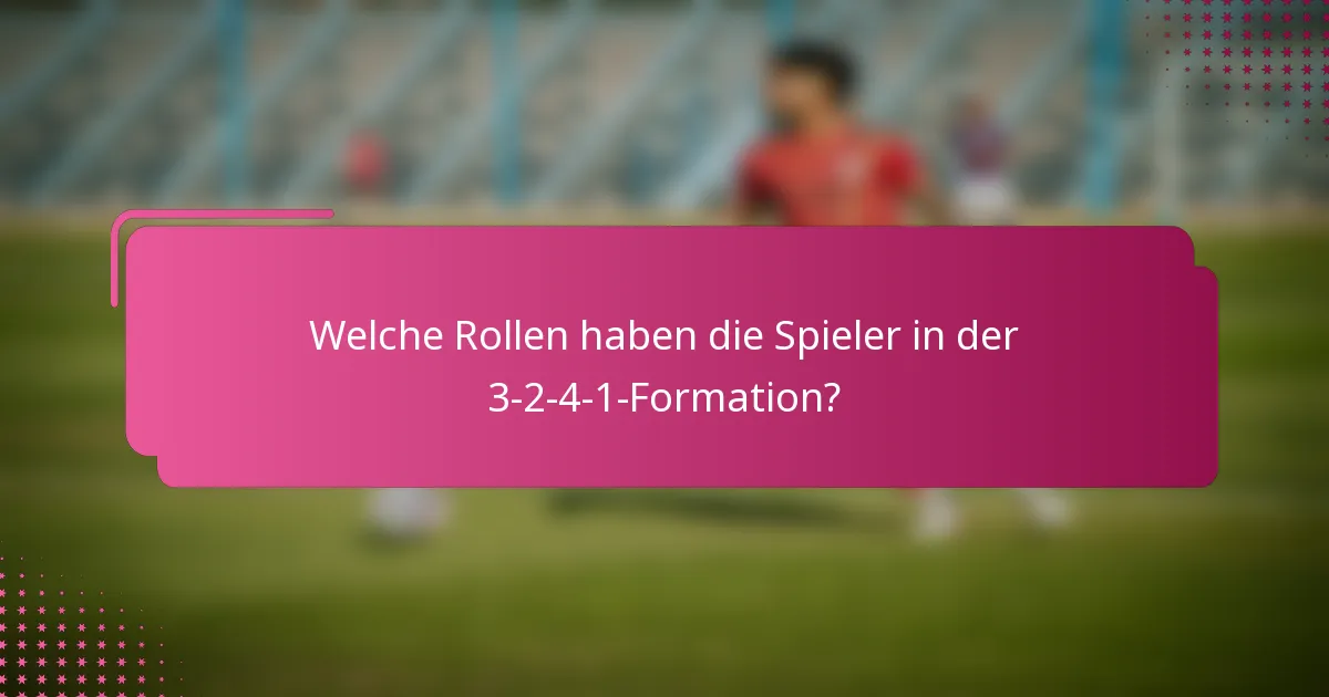 Welche Rollen haben die Spieler in der 3-2-4-1-Formation?