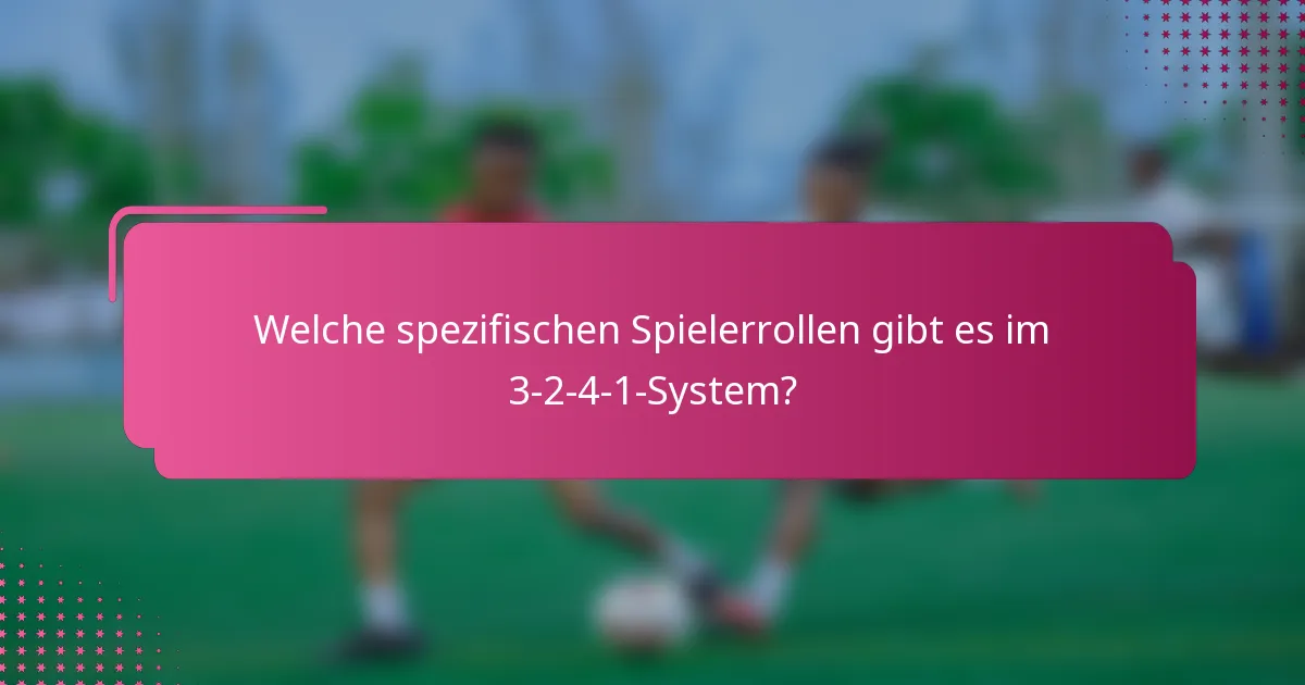 Welche spezifischen Spielerrollen gibt es im 3-2-4-1-System?