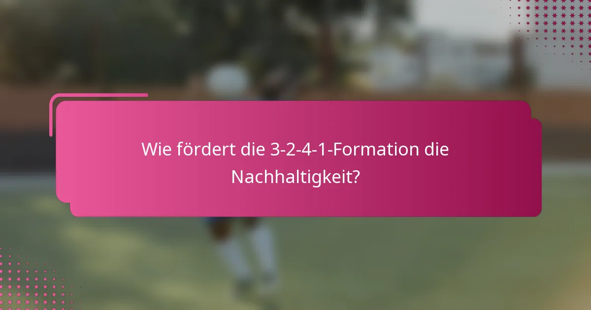 Wie fördert die 3-2-4-1-Formation die Nachhaltigkeit?