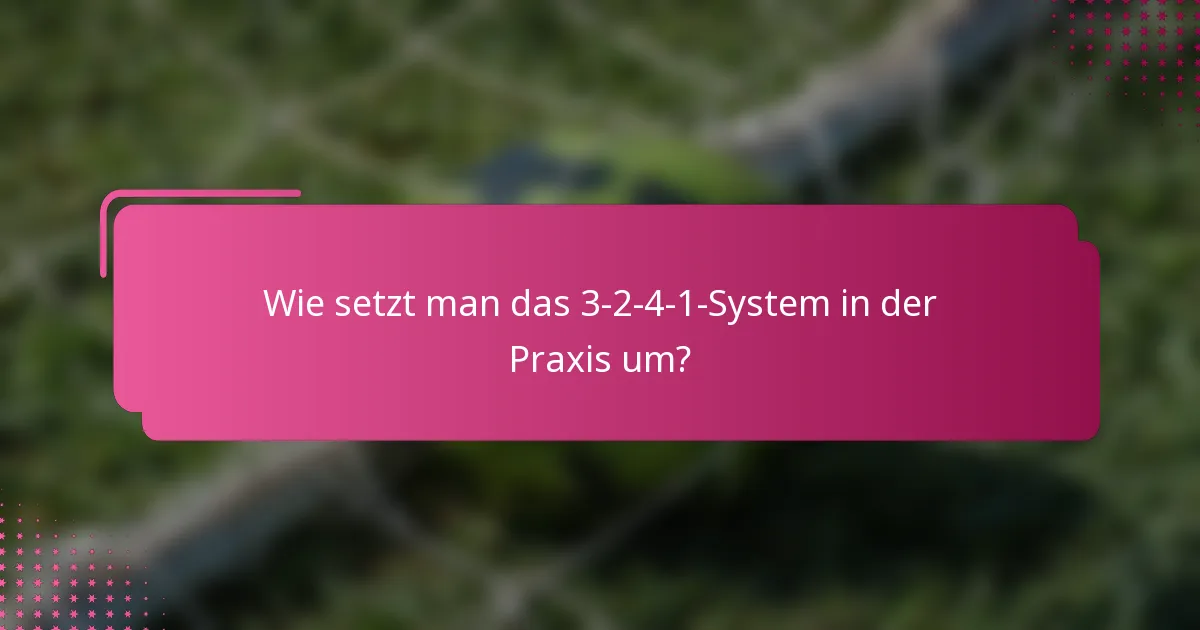 Wie setzt man das 3-2-4-1-System in der Praxis um?